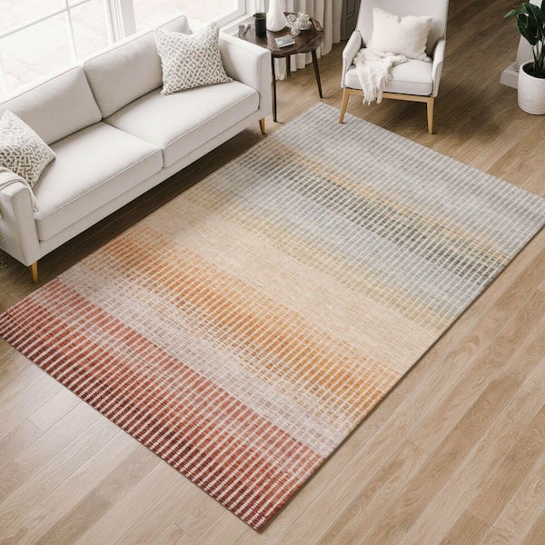 Chantille Machine Washable Indoor/Outdoor Abstract ACN2313 Terracotta 3 ft. x 4 ft. Area Rug
