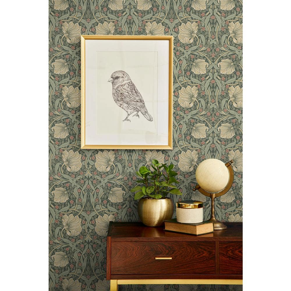 Gardenia & Sage Floral Peel and Stick Vinyl Wallpaper