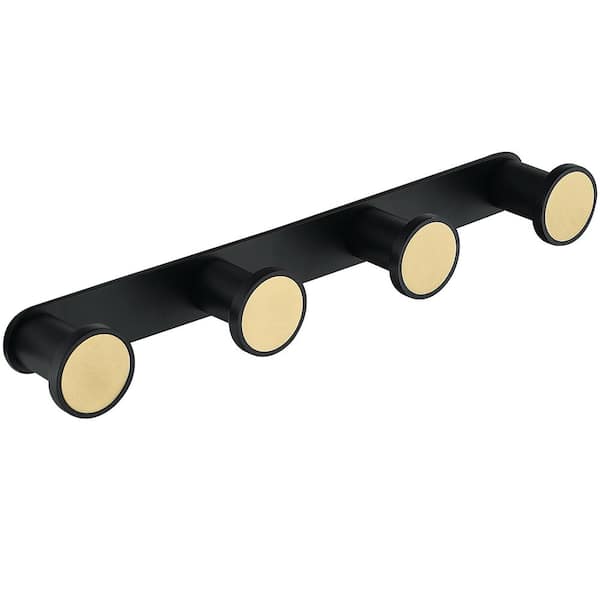 ruiling NOVEL Knob Bath Hook in Stainless Steel Matte Black 4 post Wall-Mounted Hook Rack