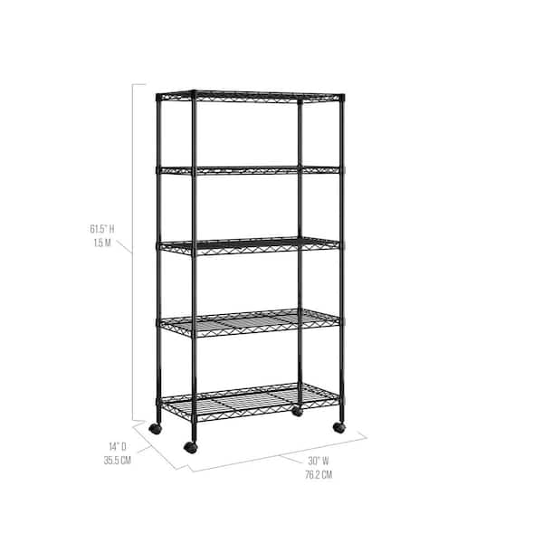 Seville Classics 5-Tier Steel Wire Shelving System in Black (30 in 