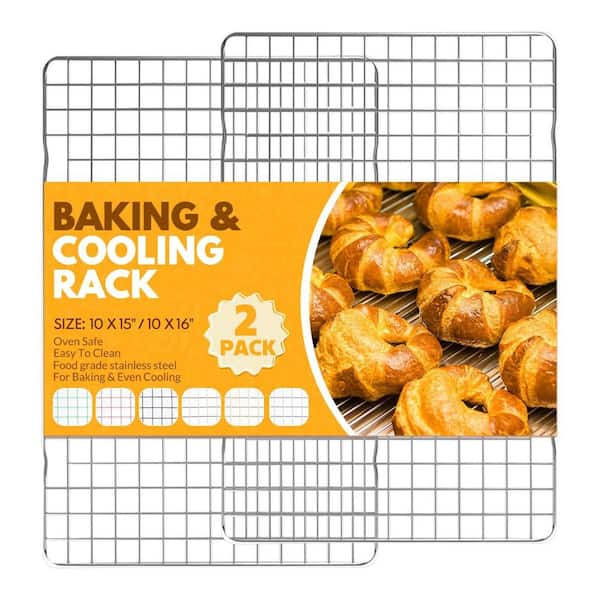 2 PCS Stainless Steel Cooling Rack Set Oven Safe Wire Grid with Feet for Baking Sheet Pan and Cooking