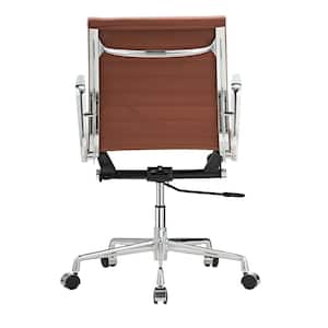 Magic Home Brown PU Leather Alloy Base Low Back Task Office Chair