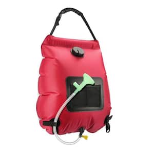 Solar Shower Bag 5-Gallon Solar Heating Camping Shower Bag with Removable Hose and On-Off Shower Head in Red