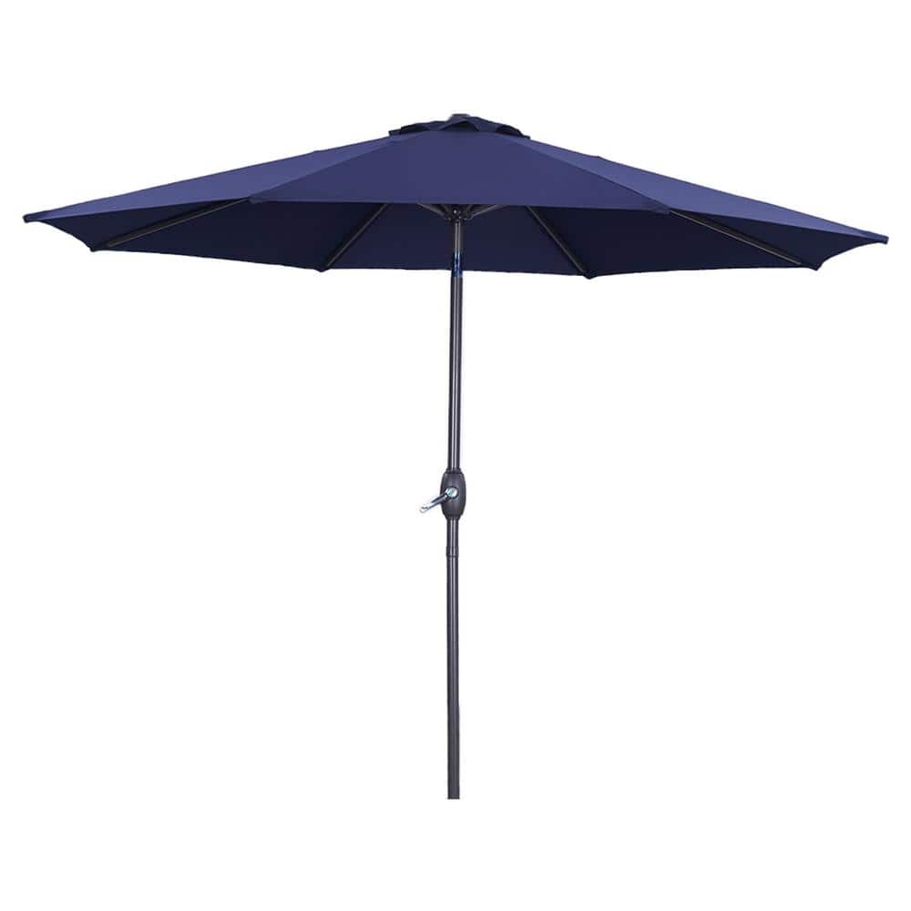 9 ft. Round Patio Market Umbrella with Water Resistant Push Button Tilt in 