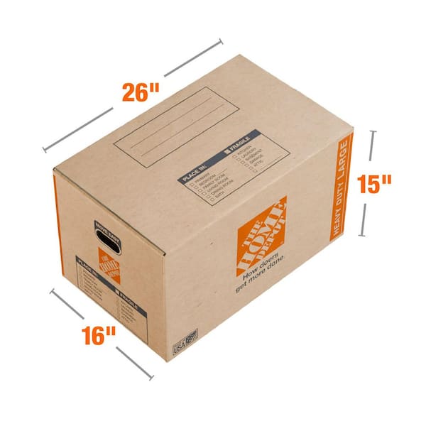 26 in. L x 16 in. W x 15 in. D Heavy-Duty Large Moving Shipping and Packing Box with Handles