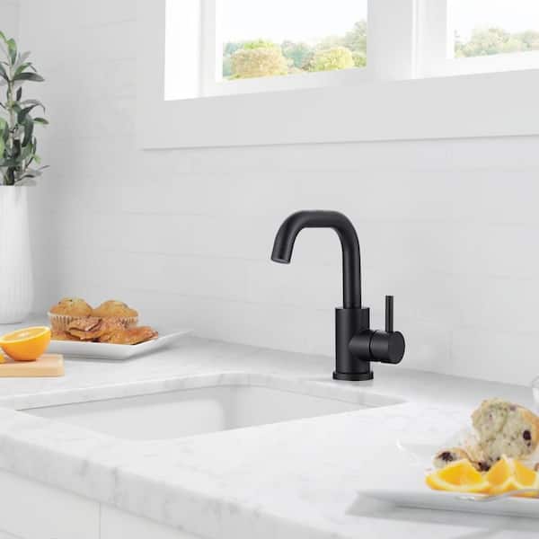 Single Handle Bar Faucet with All Mounting Hardware in Matte Black (Deckplate Included)