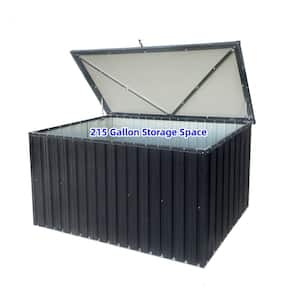 215 Gal. Outdoor Metal Storage Deck Box, Black Storage Box with Lockable Lid for Garden