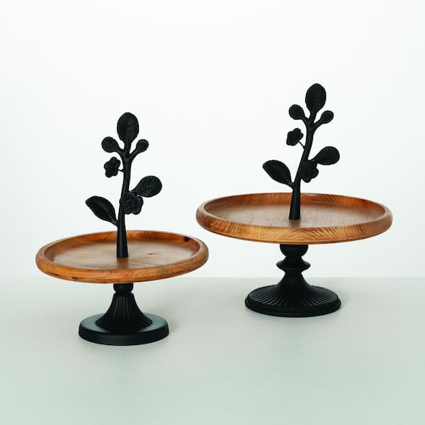 SULLIVANS 13.5 in. and 13 in. Floral Riser (Set of 2), Black