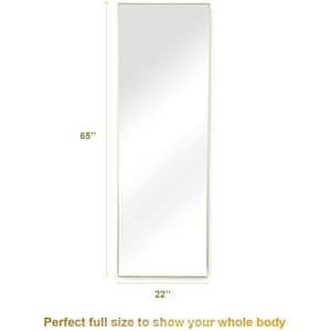 22 in. W x 65 in. H Rectangle Gold Aluminium Frame Full-Length Floor Mirror with Stand for Bedroom, Dressing Mirror