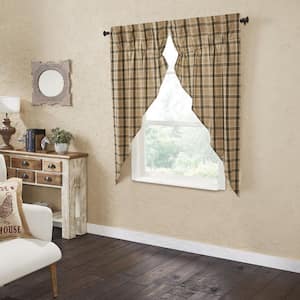 Cider Mill 36 in. W x 63 in. L Light Filtering Rod Pocket Prairie Window Panel in Khaki Forest Green Brown Pair