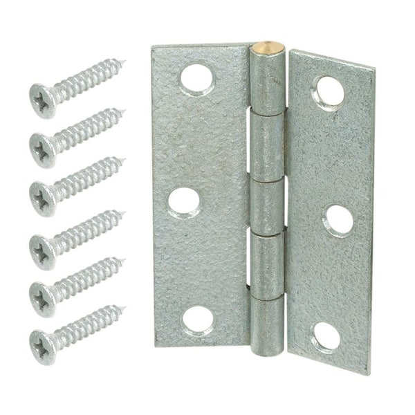 Everbilt 2-1/2 in. Galvanized Non-Removable Pin Narrow Utility Hinge (2-Pack)