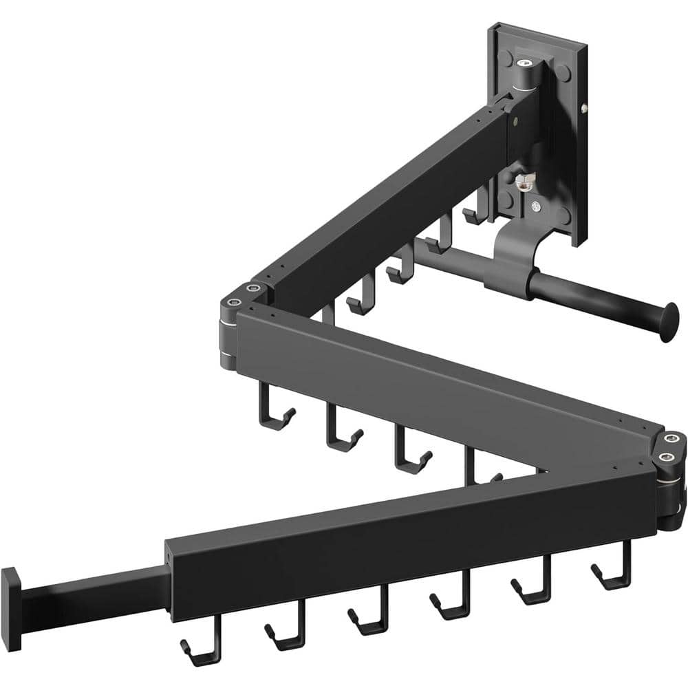 15.8 in. W x 3 in. D Black Decorative Wall Shelf Clothes Drying Rack