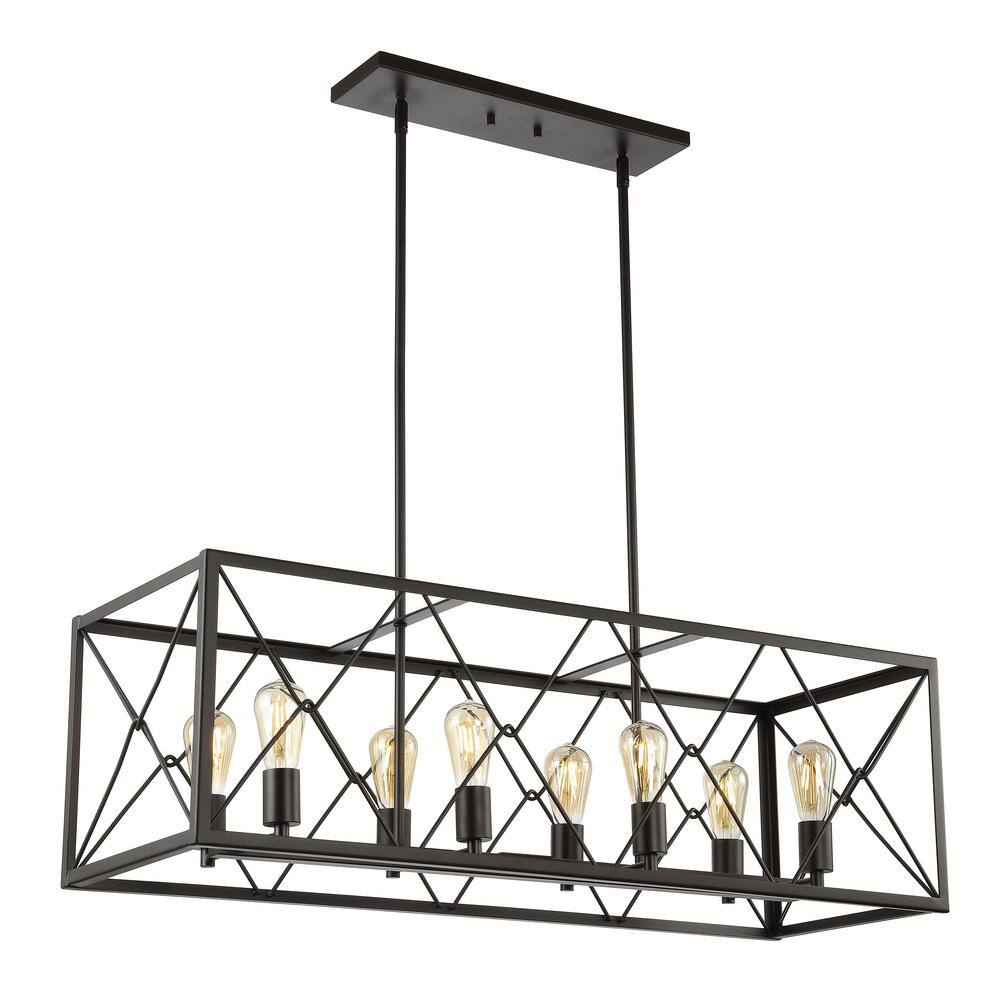 Galax 39" Oil-Rubbed Bronze Adjustable Iron LED Farmhouse Pendant