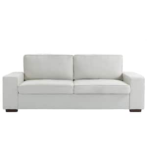 79.8 in. Beige Linen Upholstered Square Arm 2-Seater Loveseat Sofa with Wood Legs