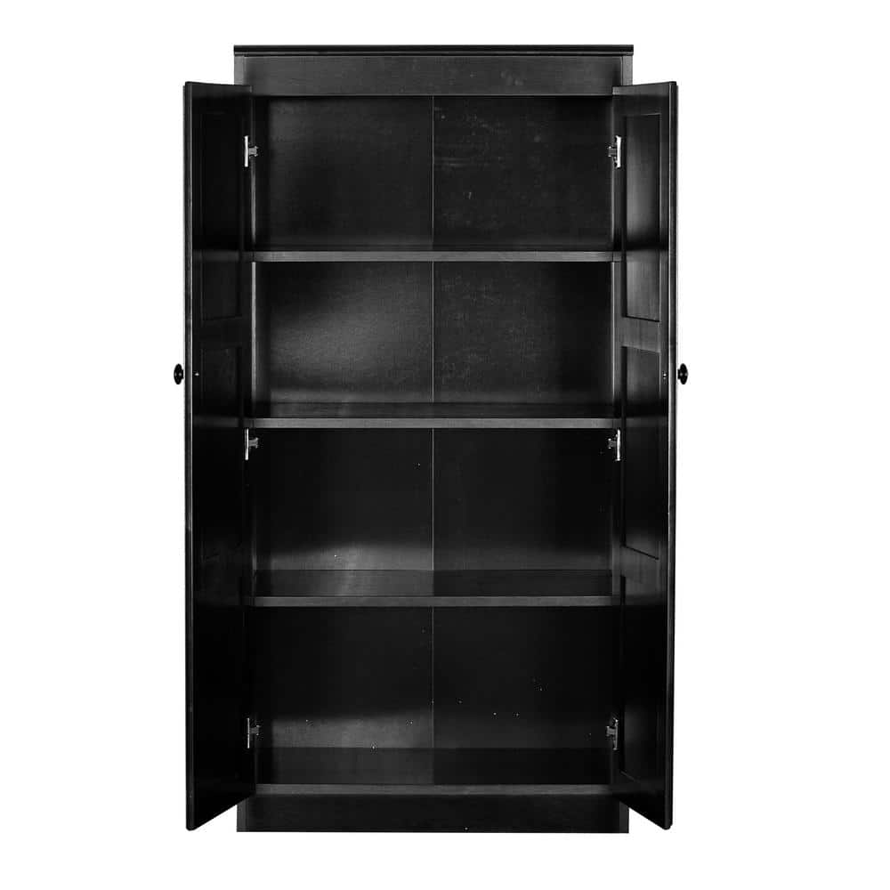 Espresso 60" Wood Storage Cabinet with Adjustable Shelves