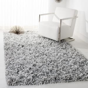 Rio Shag Gray/Ivory 8 ft. x 10 ft. Solid Area Rug