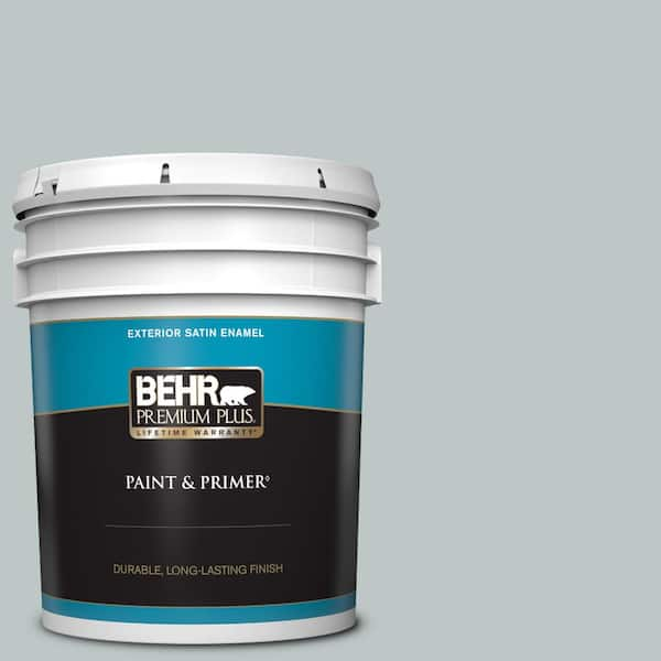 BEHR PREMIUM PLUS 5 gal. #PPU12-10 Misty Morn Satin Enamel Exterior Paint & Primer