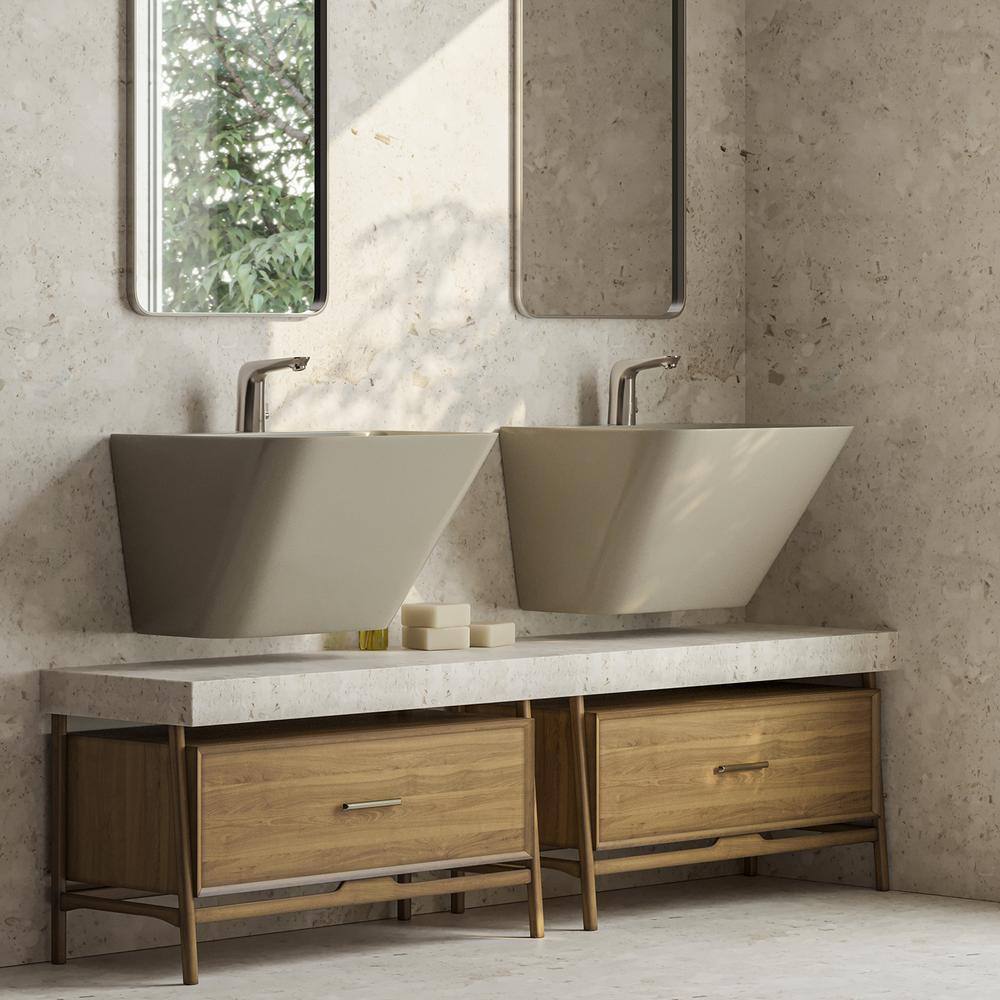 Glossy White Ceramic Wall-Mounted Rectangular Bathroom Sink