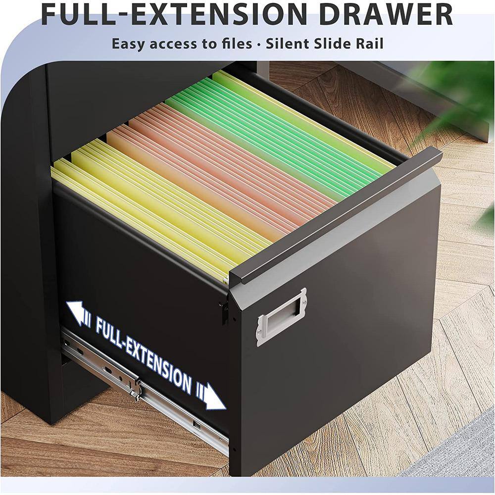 Black Metal Vertical 4-Drawer Lockable File Cabinet