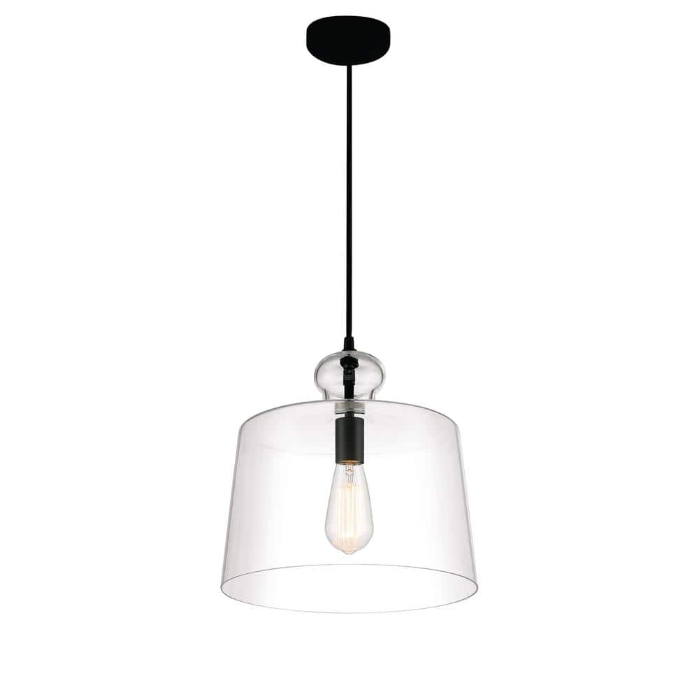 Coal Clear Glass Drum Pendant Light with Dimmable Incandescent Bulb