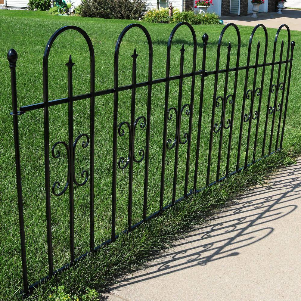 Black Iron Decorative Garden Border Fence Panels Set