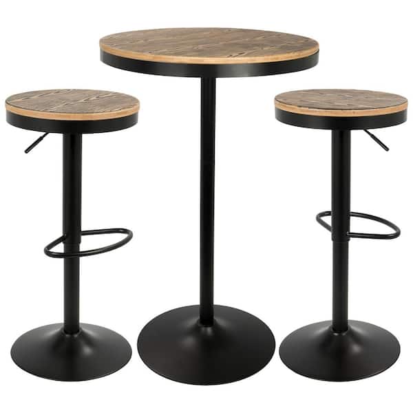 Lumisource Dakota 3-Piece Black and Brown Pub Set