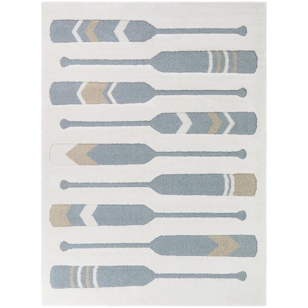 Riviera Blue 3 ft. 11 in. x 5 ft. 7 in. Kids Coastal Paddle Area Rug