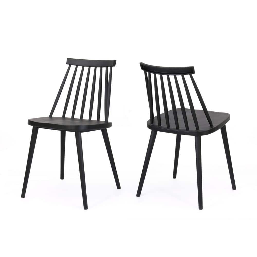 Farmhouse Black Plastic Spindle Back Dining Chairs For Kitchen and