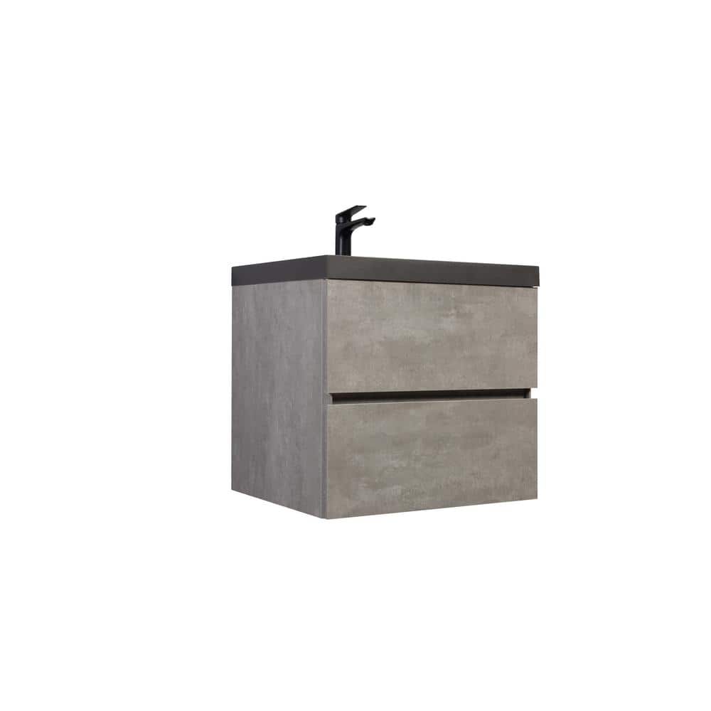 24 in. W Floating Single Sink Bath Vanity in Grey with Matt black Quartz Sand Top price history on PriceWatchPro