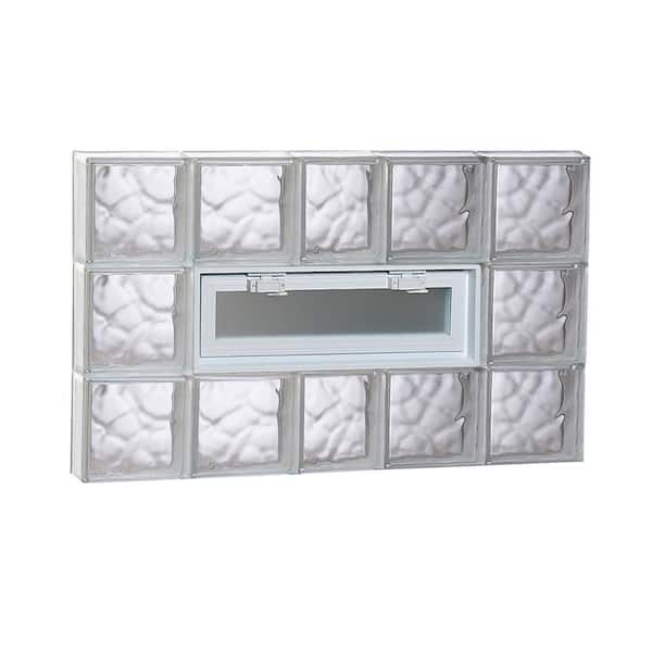 Clearly Secure 36.75 in. x 23.25 in. x 3.125 in. Frameless Wave Pattern Vented Glass Block Window