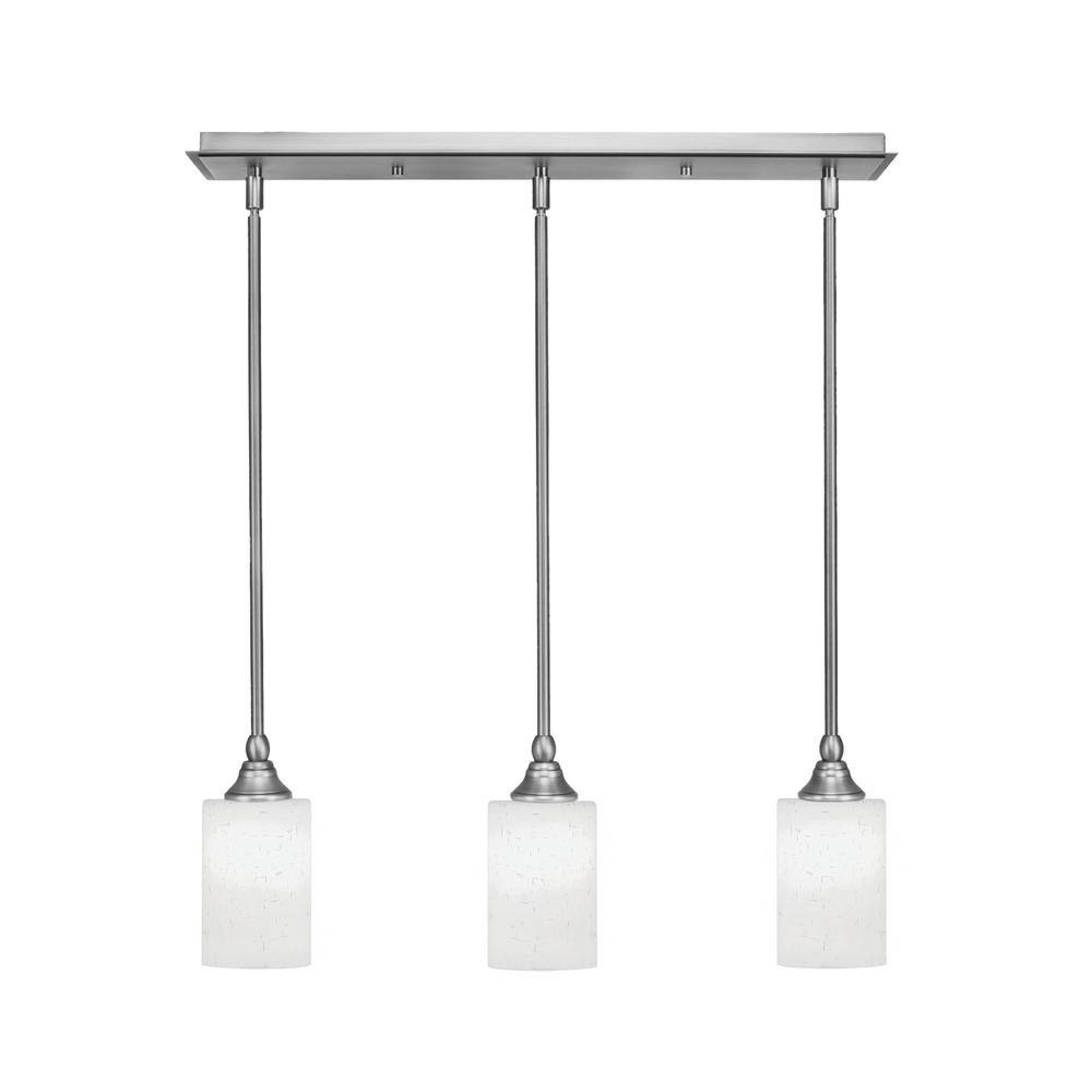 Livingston 100-Watt 3-Light Nickel Shaded Pendant Light with 4 in. White Mu