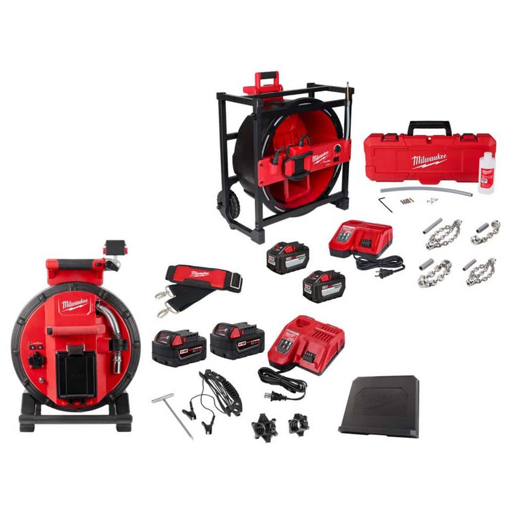M18 18-Volt Lithium-Ion Cordless 100 ft. Inspection Camera Kit and M18 Cordless High Speed Drain Cleaner W/75 ft. Cable