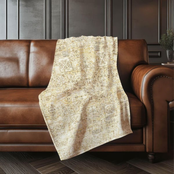 Premium Machine Washable ASB611 Wheat 50 in. x 70 in. Sherpa Throw Blanket