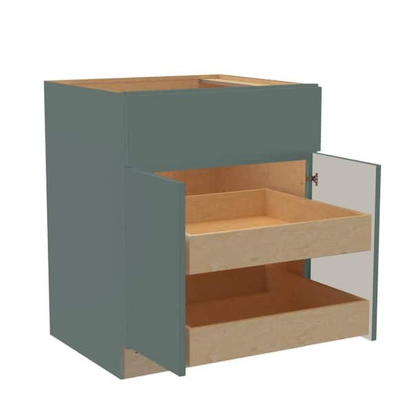 Hargrove 30 in. W x 24 in. D x 34.5 in. H Assembled Plywood Base Kitchen Cabinet in Verdant Green with 2ROT Soft Close