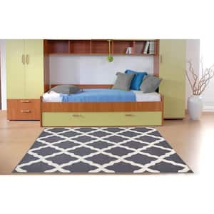 Glamour Collection Non-Slip Rubberback Moroccan Trellis Design 5x7 Indoor Area Rug, 5 ft. x 6 ft. 6 in., Gray