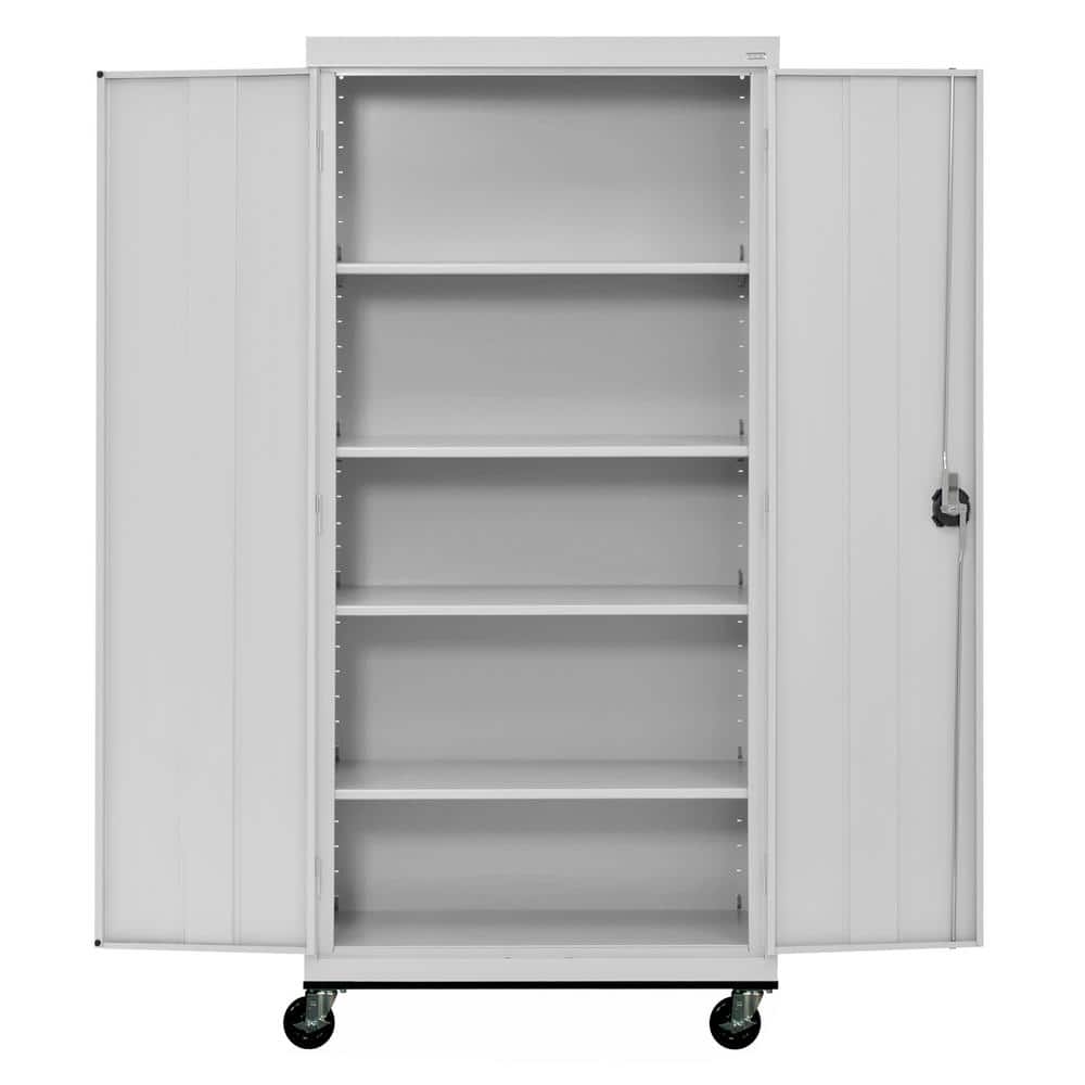 Freestanding Lockable 78" Gray Office Cabinet with Adjustable Shelving
