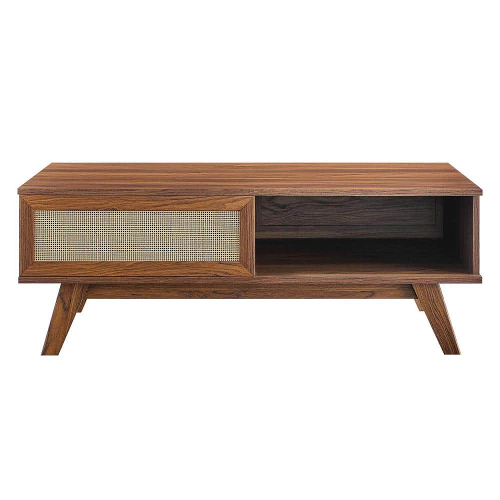 Walnut Rectangular Wood Coffee Table with Storage