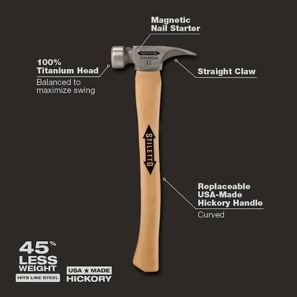 12 oz. Titanium Smooth Face Hammer with 18 in. Curved Hickory Handle