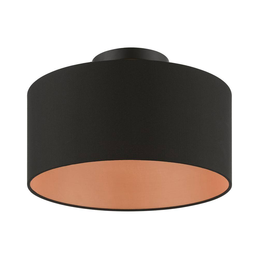 Sentosa Black Steel Drum LED Semi-Flush Mount for Indoor/Outdoor