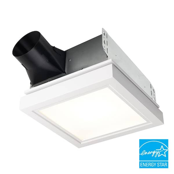 Roomside Series, Decorative, White Trim, 110 CFM, Roomside Ceiling Bathroom Exhaust Fan with LED Lighting, ENERGY STAR