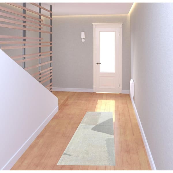 2 ft. x 6 ft. Taupe Abstract Machine Washable With UV Protection Area Rug