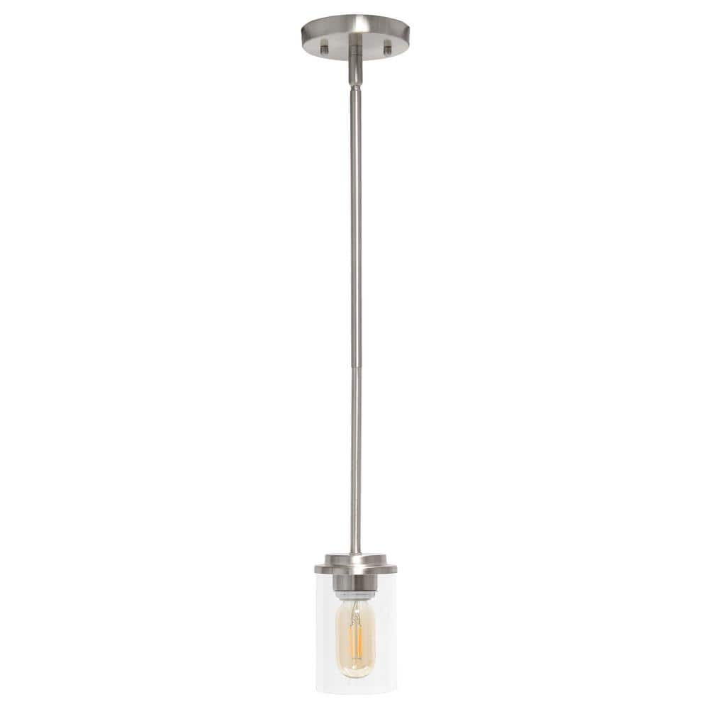 5.75 in. 1-Light Brushed Nickel Essential Modern Farmhouse Adjustable Cylin