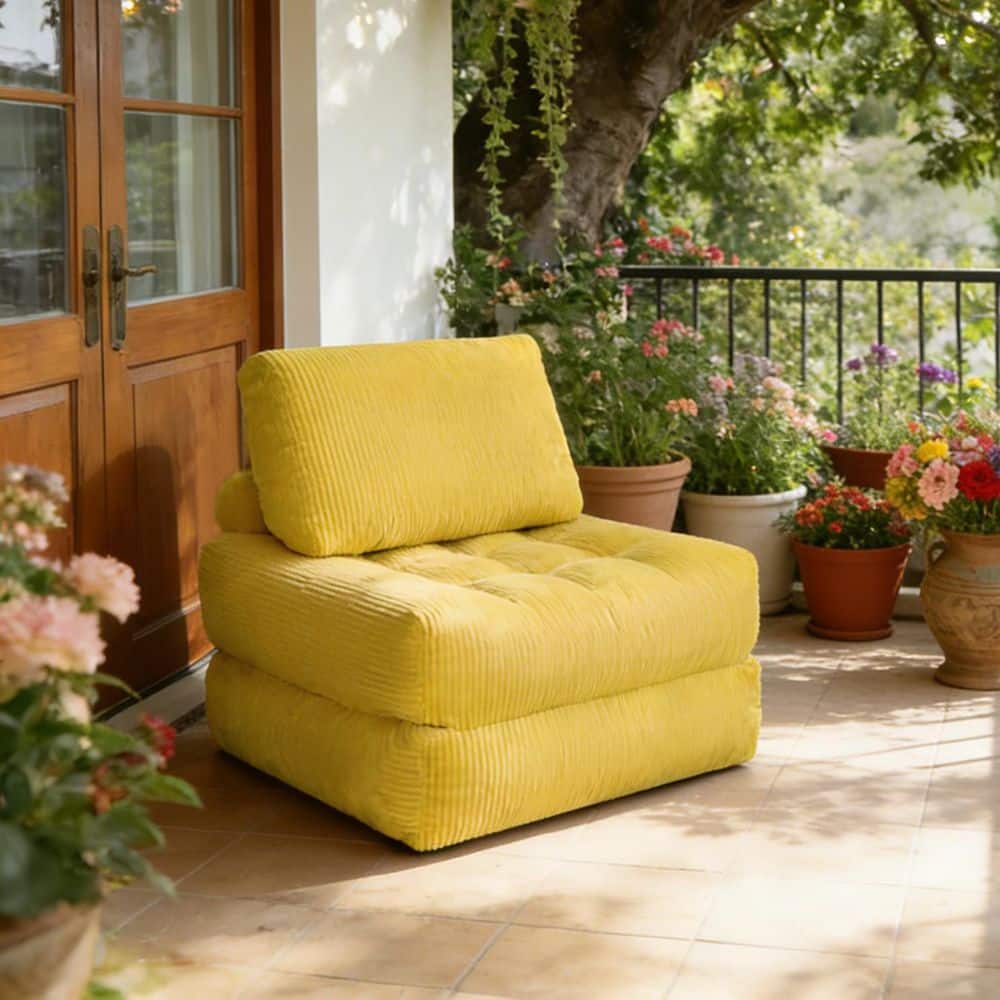 Yellow Faux Fur Fabric Bean Bag Chair, Chaise Lounge Sofa with Foam Filling for Living Room, Bedroom & Dorm, No Assembly price history on PriceWatchPro