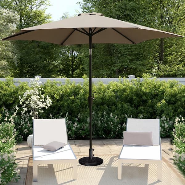 8.8 ft. Aluminum Market Patio Umbrella with Carry Bag in Gray
