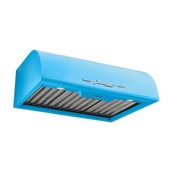 Classic Retro 24 in. 500 CFM Ducted Under Cabinet Range Hood with LED Lighting in Robin Egg Blue