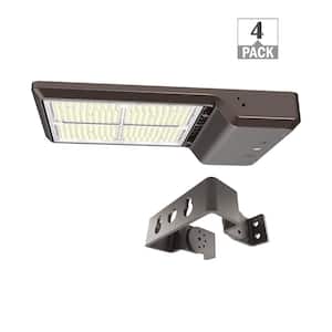 600-Watt Equivalent Integrated LED Bronze Area Light with Trunnion Mount Kit TYPE 5 Adjustable Lumens and CCT (4-Pack)