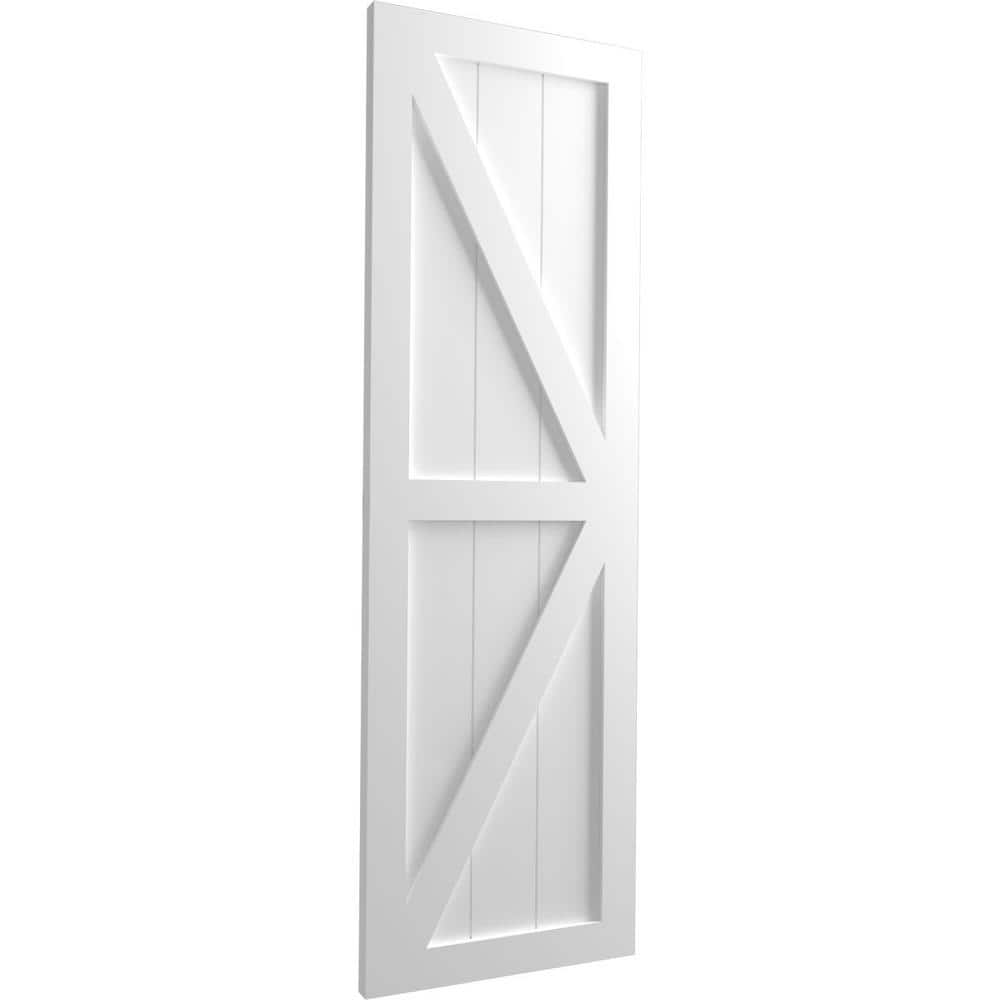 32" White PVC Farmhouse Board and Batten Shutters with Z-Bar