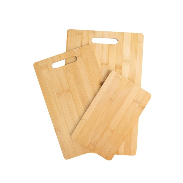 JoyJolt 3-Piece Brown Bamboo Wooden Food Kitchen Cutting Board Set