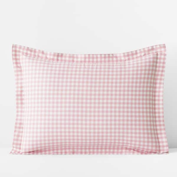 The Company Store Gingham Petal Pink Organic Cotton Percale Full Sheet Set