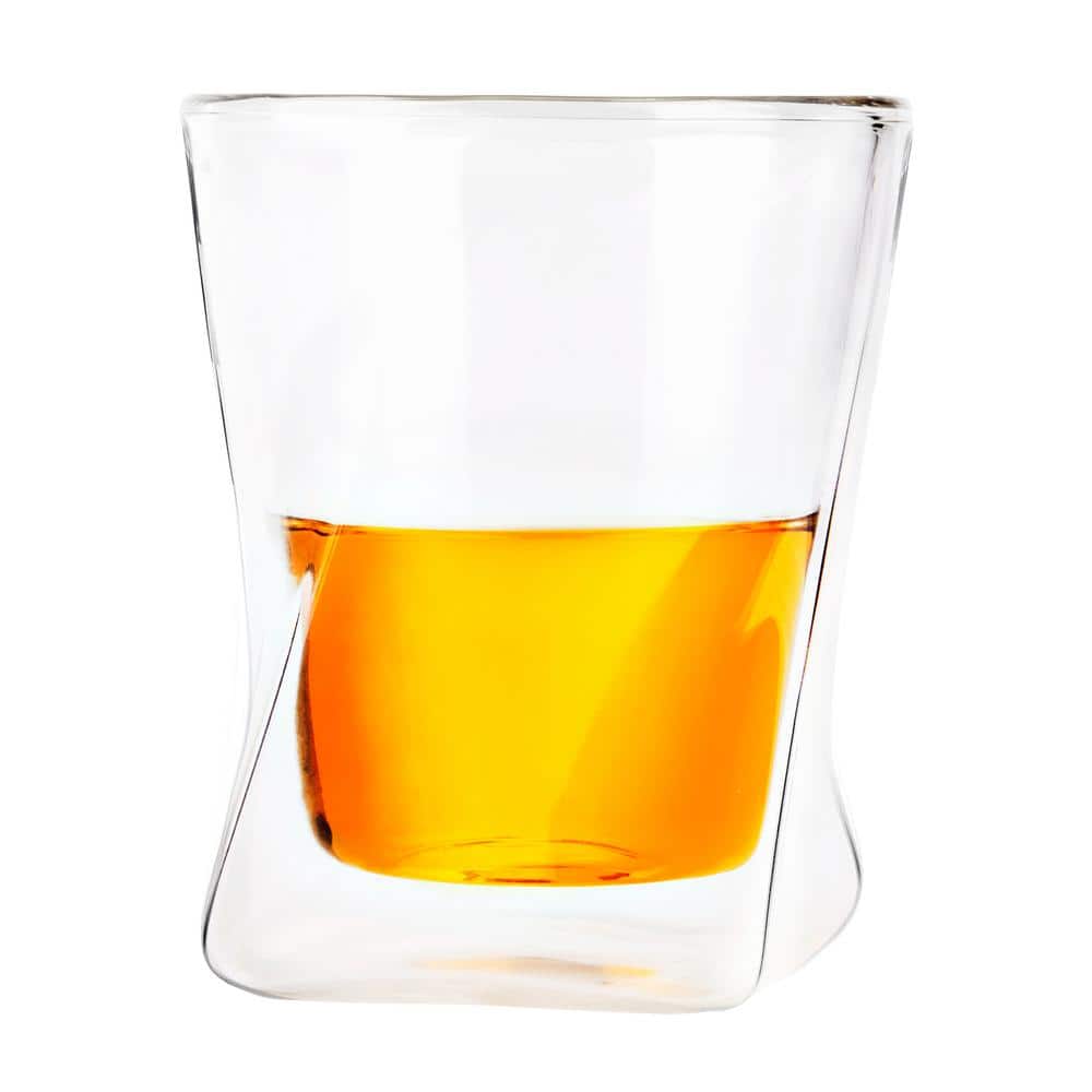 Modern 10 oz Clear Insulated Double Wall Whiskey Glass Set